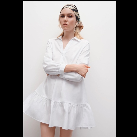 Zara | Dresses | Zara White Tiered Cotton Mini Dress | Poshmark